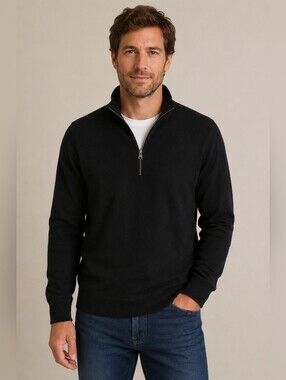 Faherty Brand Black Quarter Zip Pullover Sweater Men's Medium